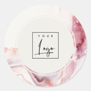 Adesivo Boho Rosa Desbotado Vermelho Aquarela Logotipo de