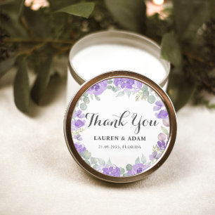 Adesivo Boho Roxo Floral Agradecimento Favor de Casamento