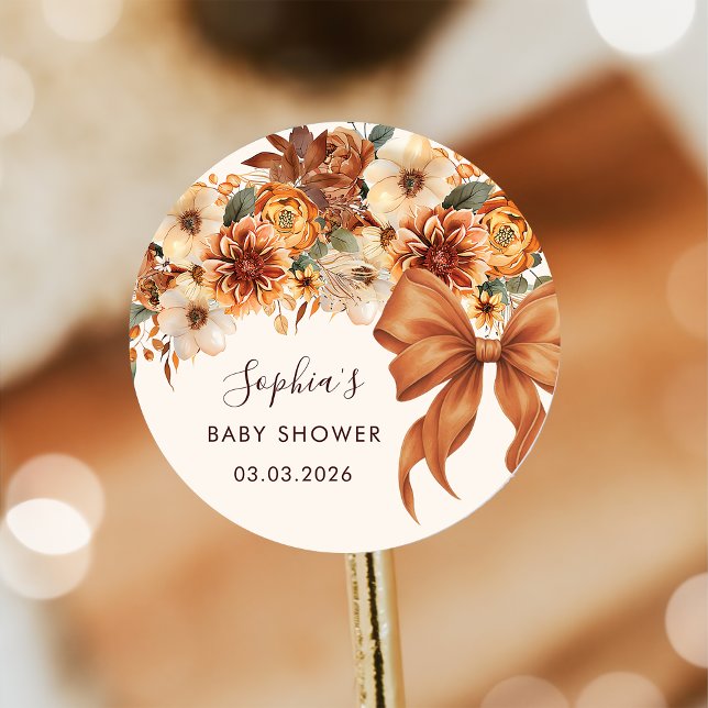 Adesivo Boho Rustic Fall Floral Baby Shower  (Criador carregado)