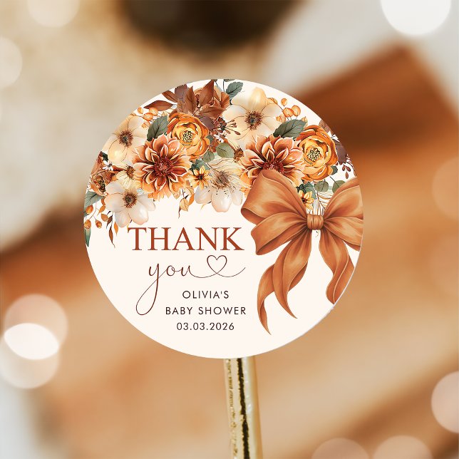 Adesivo Boho Rustic Fall Floral Baby Shower  (Criador carregado)