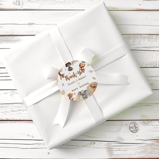 Adesivo Boho Safari Animal Chá de fraldas Obrigado (Criador carregado)