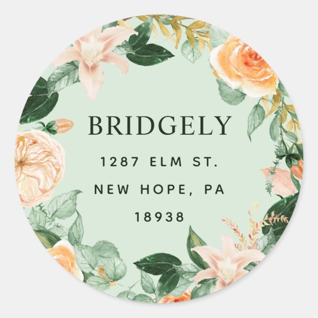 Adesivo Boho Sage Green Floral Address (Frente)