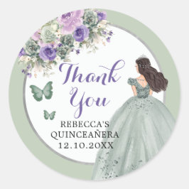 Adesivo Boho Sage Green Lilac Girl Floral Quinceañera