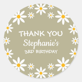 Adesivo Boho Sage Green Retro Daisies Birthay Party