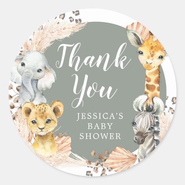 Adesivo Boho Sage Green Safari Oh Boy Obrigado Stick (Frente)