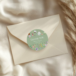 Adesivo Boho Sage Verde Flor Silvestre Obrigado
