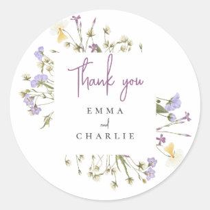Adesivo Boho Selvagens de Botânica casamento Lilac Script