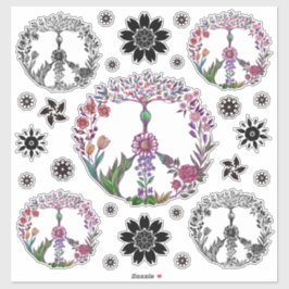 Adesivo Boho Sinal de Paz Elegante Girly Bonita Floral Bon