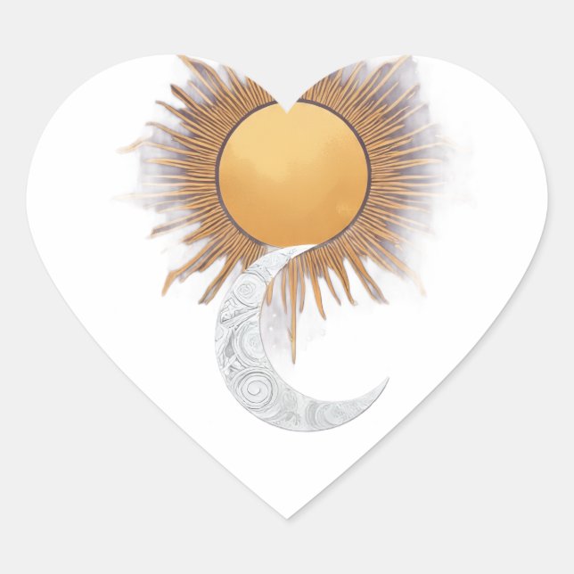 Adesivo Boho Sol Lua Coração Celestial (Frente)