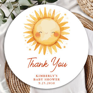 Adesivo Boho Sunshine Cute Sun Baby Shower Obrigado
