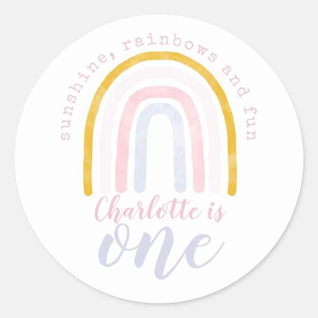 Adesivo Boho Sunshine, Rainbows e Divertimento Primeiro An (Frente)