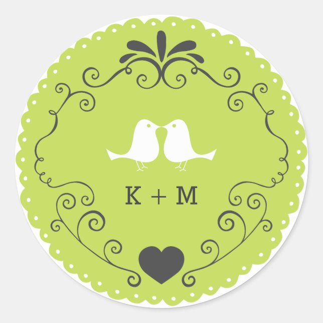 Adesivo Boho Swirls, Curls, um Casamento Banner & Lovebird (Frente)