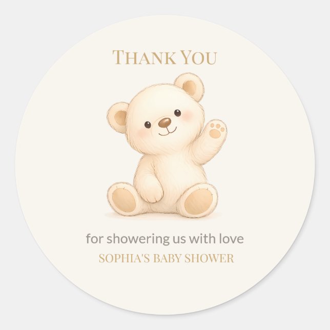 Adesivo Boho Teddy Bear Baby Shower (Frente)