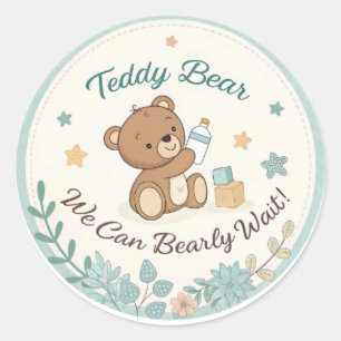 Adesivo Boho Teddy Bear Blue - Chá de fraldas de espera
