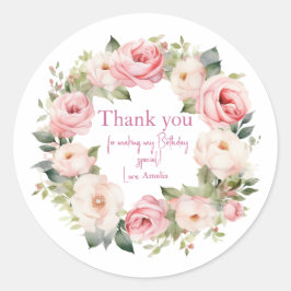 Adesivo Boho Teddy Bear Girl Pink Bear Floral Birthday 