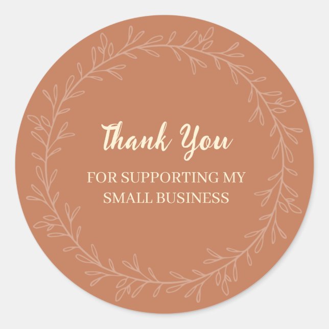 Adesivo Boho Terracotta Floral Thank You Small Business (Frente)