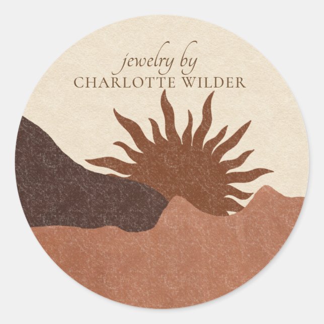 Adesivo Boho Terracotta Sand Abstrato, Joalharia artesanal (Frente)