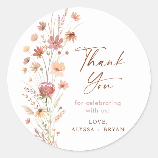 Adesivo Boho Terracotta Wildflower Chá de fraldas (Frente)