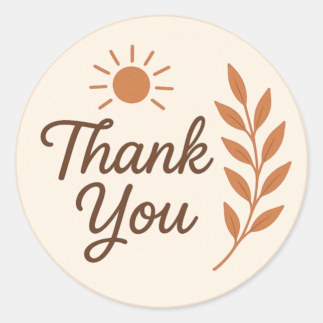 Adesivo Boho Thank You Sticker – Earthy Aesthetic (Frente)