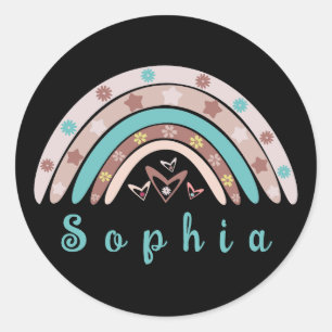 Adesivo Boho Trendy Rainbow com Nome Personalizado