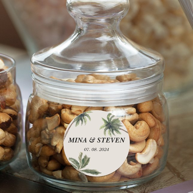 Adesivo boho tropical watercolor Pala Beach casamento (Criador carregado)