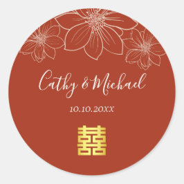 Adesivo Boho vermelho moderno floral casamento chinês