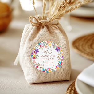 Adesivo Boho Watercolor Floral Weding Favorável