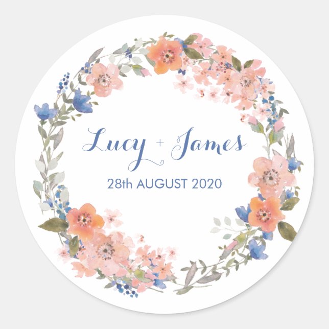Adesivo Boho Watercolor Floral Wreath Wreath Stickers (Frente)