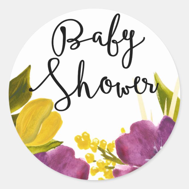 Adesivo Boho Watercolor Flowers | Chá de fraldas (Frente)