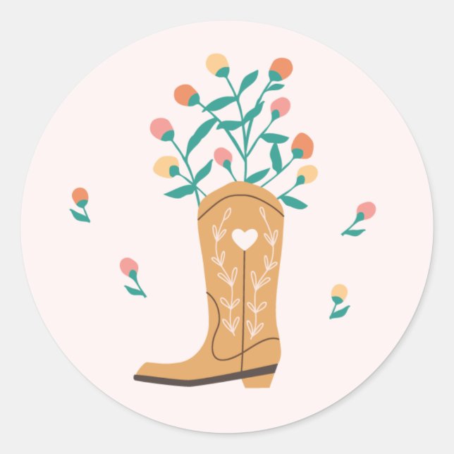 Adesivo Boho Western Boot e Wildflower Sticker (Frente)