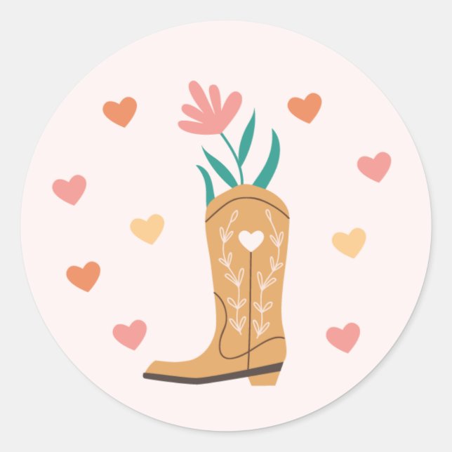 Adesivo Boho Western Boot & Hearts Sticker (Frente)