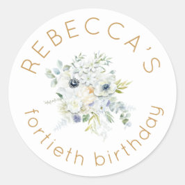 Adesivo Boho White Florals aniversário de 40 anos Feminina