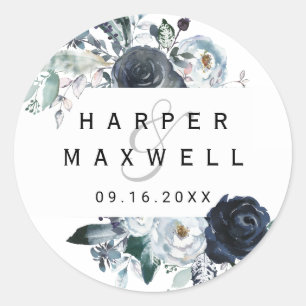 Adesivo Boho White Marinho Peony Watercolor Casamento