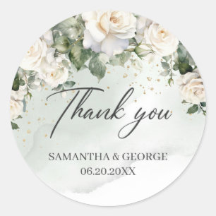 Adesivo Boho White Roses Floral Garden verde