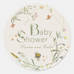 Adesivo Boho Wildflower Beige Chá de fraldas