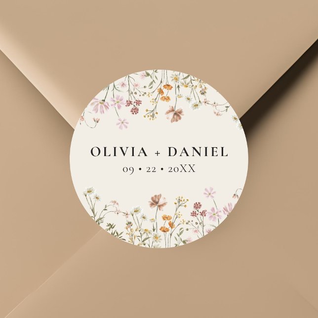 Adesivo Boho Wildflower Beige Garden Casamento (Criador carregado)