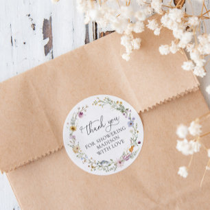 Adesivo Boho Wildflower Chá de fraldas Favor