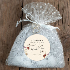 Adesivo Boho Wildflower Chá de panela Obrigado