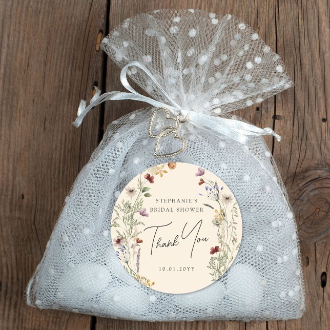 Adesivo Boho Wildflower Chá de panela Obrigado (Criador carregado)