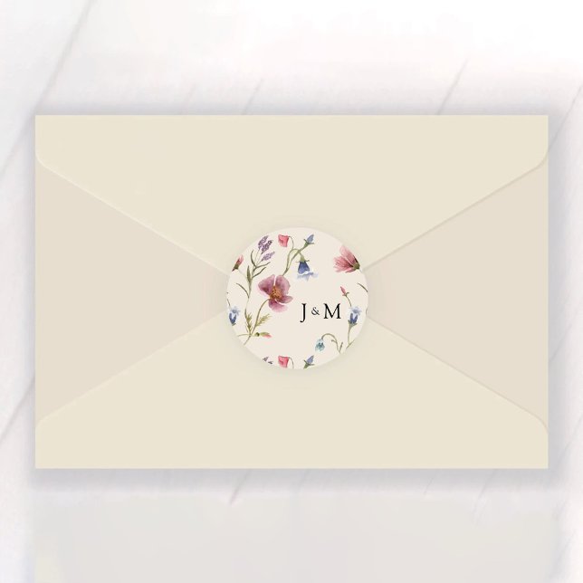 Adesivo Boho Wildflower Classic Round Sticker (Criador carregado)