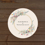 Adesivo Boho Wildflower Fern Beige Envelope Seals<br><div class="desc">Este design de Envelope de Casamento Boho Wildflower Fern Beige é um arranjo elegante de quadros geométricos de ouro clássicos embelezados com delicados buquês e caules florais florais de boho. Apresentando uma paleta de fundo bege de marfim eterno com uma típica tipografia negra clássica e flores silvestres coloridas, criando uma...</div>