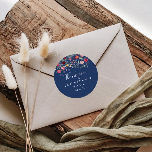 Adesivo Boho Wildflower Obrigado Favor De Casamento (Criador carregado)
