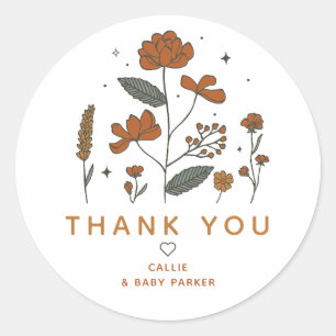 Adesivo Boho Wildflower Obrigado Sticker
