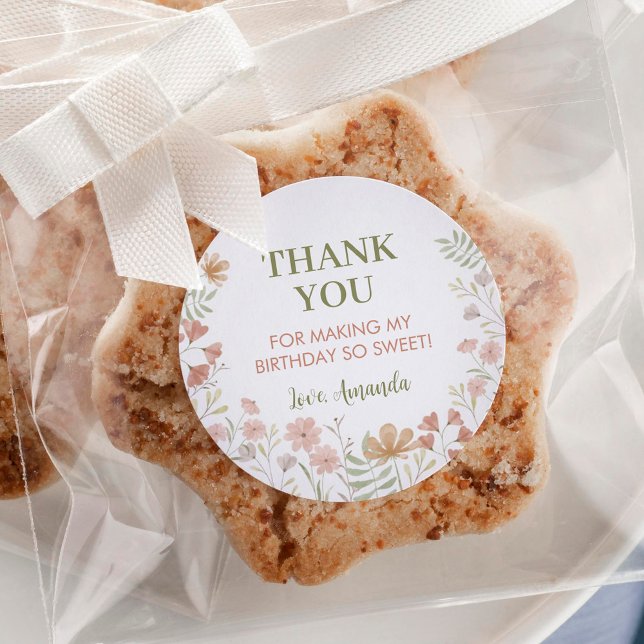 Adesivo Boho Wildflower Sticker Favor Labels Aniversário (Criador carregado)