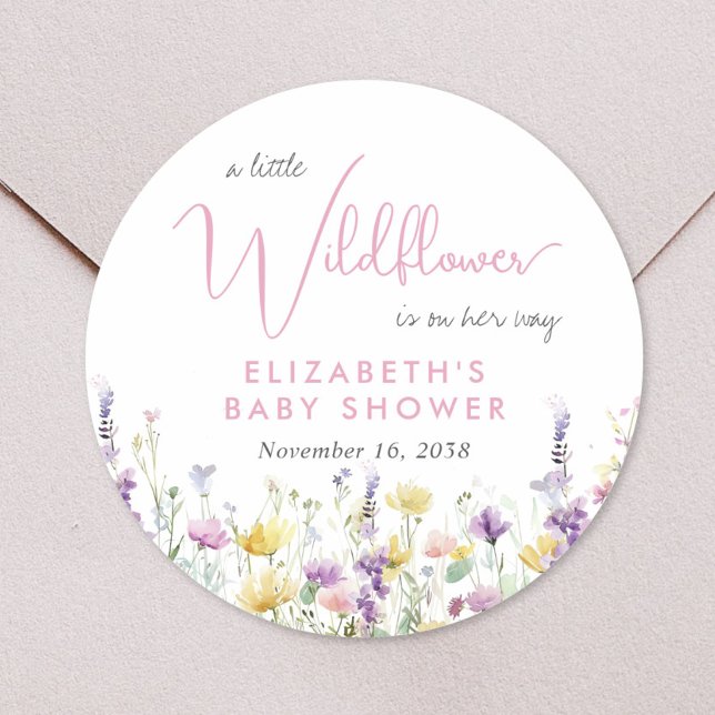 Adesivo Boho Wildflower Watercolor Baby Shower (Boho Wildflower Watercolor Baby Shower Classic Round Sticker)
