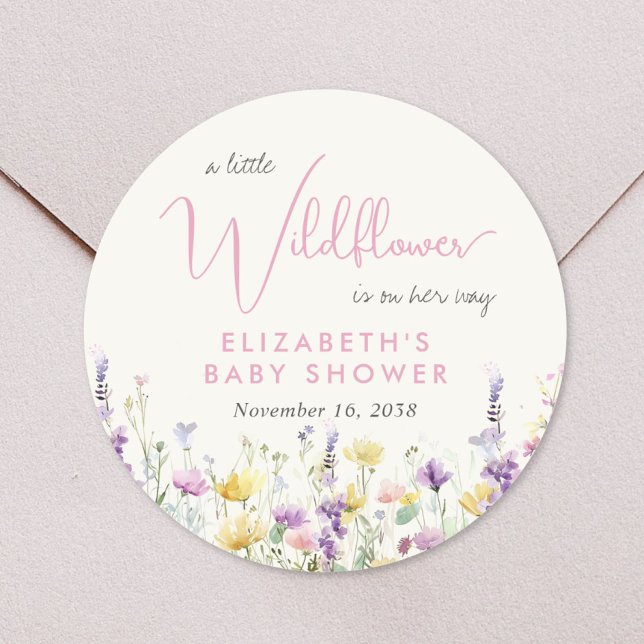 Adesivo Boho Wildflower Watercolor Baby Shower (Boho Wildflower Watercolor Baby Shower Classic Round Sticker)
