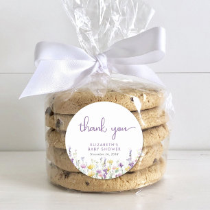 Adesivo Boho Wildflower Watercolor Chá de fraldas Obrigado