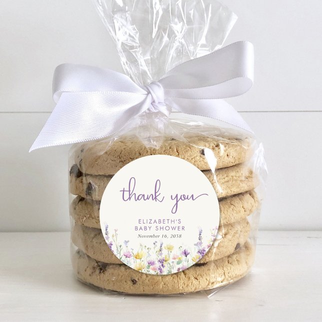 Adesivo Boho Wildflower Watercolor Chá de fraldas Obrigado (Criador carregado)