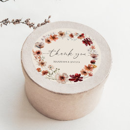 Adesivo Boho Wildflower Wedding Obrigado Favor