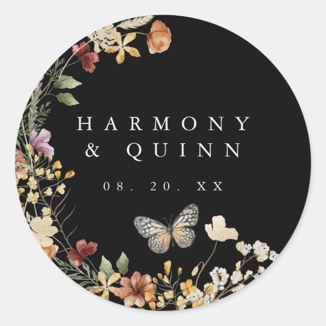 Adesivo Boho Wildflower Wedding Sticker Label (Frente)